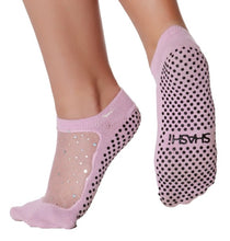 Lade das Bild in den Galerie-Viewer, grip socks in rose color with mesh and sparkles on top