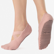 Load image into Gallery viewer, SHASHI pale pink criss cross grip socks for Pilates and barre
