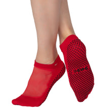 Lade das Bild in den Galerie-Viewer, Shashi Socks in Red: Vibrant and stylish grip socks designed for Pilates, yoga, and barre workouts. 
