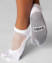 Charger l&#39;image dans la galerie, grip socks with split toe in white with mesh on the upper part of feet
