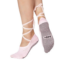 Load image into Gallery viewer, grip socks with ribbon tie up in rose
