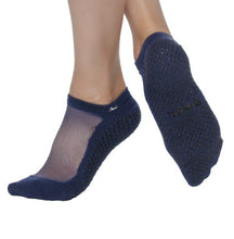 Load image into Gallery viewer, navy blue grip socks with mesh on the upper part of feet Shashi brand
