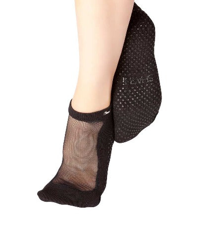 black grip socks with mesh on the top Shashi brand