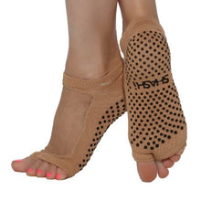 Lade das Bild in den Galerie-Viewer, nude open toe non-slip socks for pilates yoga and barre workout 
