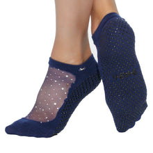 Load image into Gallery viewer, grip socks in navy blue with mesh and sparkles  Shashi star 
