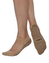 Load image into Gallery viewer, champagne color grip socks and open at the instep area Mary Jane style
